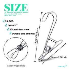 ADNEWX Pack of 20 Laundry Sock Clips, Clothes Pegs, 304 Stainless Steel Pegs, Multi-Purpose Metal Clips for Tumble Dryers, Towels, Socks, Photos
