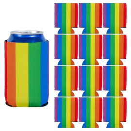 12 Pack Christmas Can Coolers Sleeves, Insulated Neoprene Standard Can Covers for Beer, Soda & Drinks, Holiday Party Decorations, Non-Slip Drink Holders for Christmas, New Year (Rainbow Vertical)