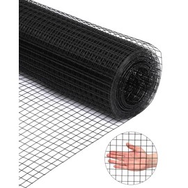 Black Hardware Cloth 15 Gauge 24" x 100' Vinyl Coated and Galvanized Alloy Steel Wire Mesh Roll, 1:1inch Chicken Wire Fencing Mesh, Wire Fence Roll for Garden Pet/Poultry Enclosures Protection