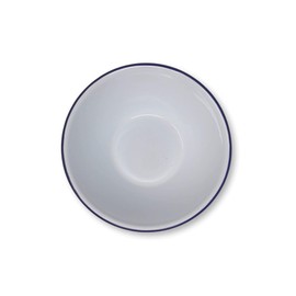 White Enamel Blue Rim Pudding Bowl Oven Tin Dish 20CM