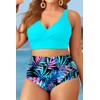 Aqua Eve Women Plus Size Two Piece Swimsuit High Waisted