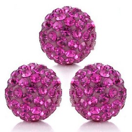 RUBYCA Pave Czech Crystal Disco Ball Clay Beads fit Shamballa Jewelry (100pcs, 12mm, Fuchsia Pink)