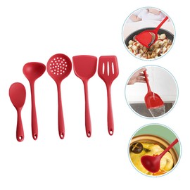 ABOOFAN 5 Piezas cuchara de cocina kit de utensilios de cocina utensilio de cocina utensilios de cocina espátula de silicona herramientas de cocina pala de silicona gel de sílice rojo