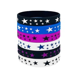 POYAMUSE 6pcs Y2K Star Silicone Bracelets Set – Emo Rubber Wristbands for Men and Women-6pcs