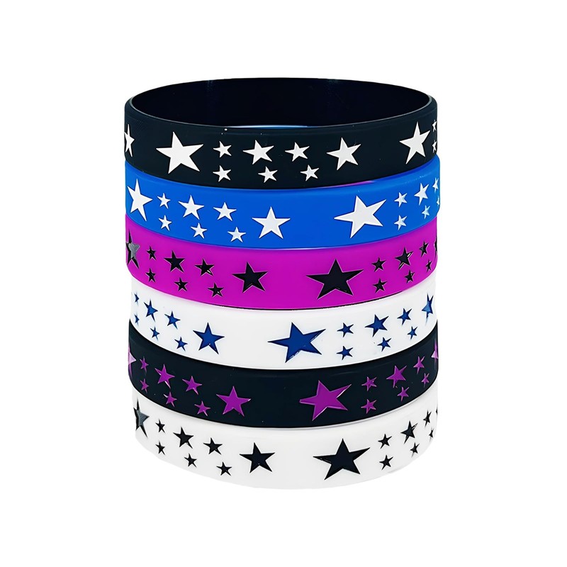 POYAMUSE 6pcs Y2K Star Silicone Bracelets Set – Emo Rubber