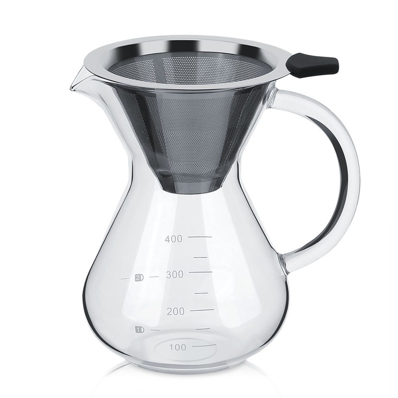 400ml Glass Hand Drip Coffee Maker Filter Pot with Scale