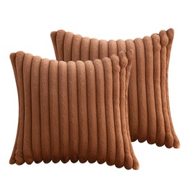 FDEETY Set of 2 Cushion Covers, Soft Artificial Fur, Decorative Cushion Cover, Sofa Decorative Cushion Covers, Decorative Cushion Cover Set for Couch, Bedroom, Home, Car, 45 x 45 cm, Brown