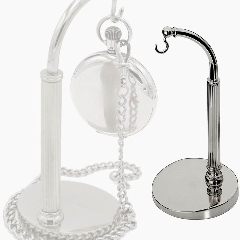 TAURISH Pocket Watch Display Stand - Half Arc, Silver Brass,