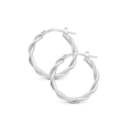 Amberta Italy Women's Silver Creole Earrings 925 Sterling Silver | Hoop Earrings Silver Twisted Earrings | Women's Hoop Earrings Silver 925
