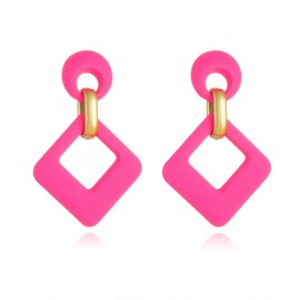 70s Earrings for Women White Acrylic Earrings Acrylic Leopard Earrings Dangle Simple Retro 70s Jewelry (Hot pink-01)