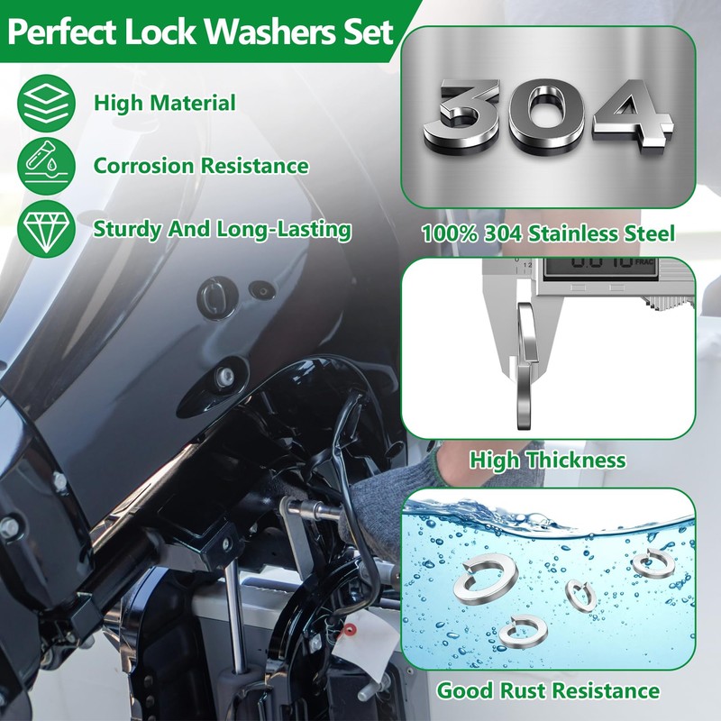 Split Lock Washer, 510Pcs 304 Stainless Steel Spring Lock Washers