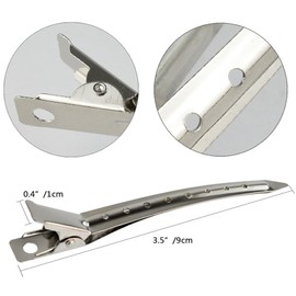 24Pcs Duck Billed Hair Clips for Styling Sectioning, 3.5 inch Metal Alligator Hair Clips for Women, Pin Curl Clips for Hair Roller, Salon, Bows DIY(Silver)