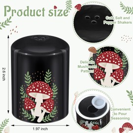 Honeydak 2 Set Mushroom Salt and Pepper Shakers - Ceramic Salt Canister Kitchen Mushroom decoration Black Pepper Seasoning Bottle, Cottagecore Kitchen Accessories