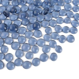 HUIANER Flat Glass Marbles 1lb, 100PCS Gray Flat Gems Glass Beads for Vase Filler Garden Aquarium Fish Tank Pebbles Table Floral
