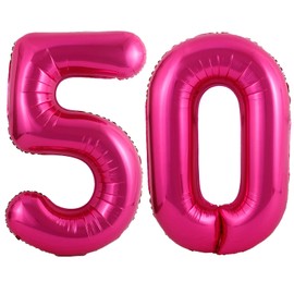 40 Inch Hot Pink 50 Number Balloons Giant Jumbo Huge 50 Foil Mylar Helium Number Digital Balloons Dark Pink Birthday Mylar Digital Balloons 50th Birthday Parth 50th Anniversary Events Party Decorations Supplies