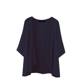 ZANZEA Women Chiffon Kimono Cardigan Open Front Capes Sheer Shrug Top Swim Beach Cover Up Beachwear Blouse Wrap Navy L