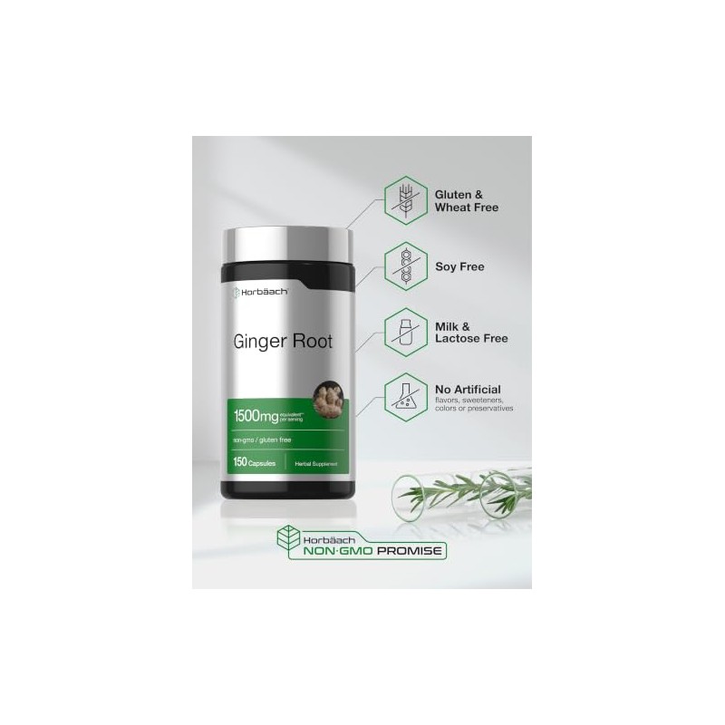 Horbäach Ginger Root Extract Supplement | 150 Capsules | Traditional