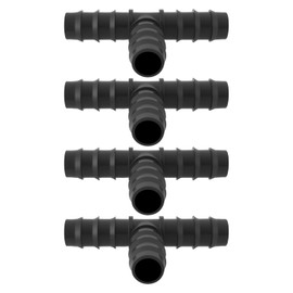 Briny River 4pcs Tee Hose Joiner Pipe Hose Pipe T-Shaped Plastic Pipe Drip Irrigation Pipe Fitting Garden Barbed Connector for 20mm Drip System Black