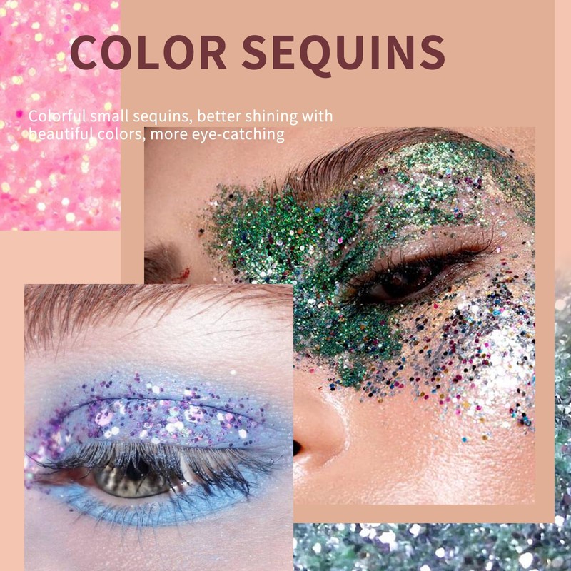 KYDA 9 Colour Glitter Eyeshadow Palette, Sparkle Shimmer Eye Sequin
