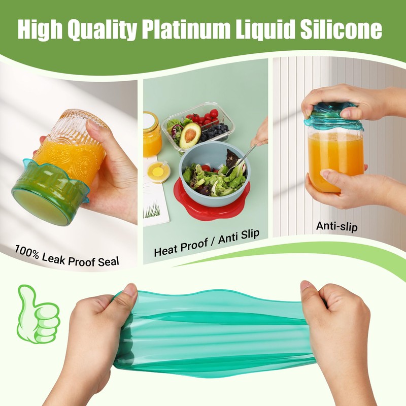 Silicone Stretch Lids for Food Storage in Fridge, Reusable Elastic