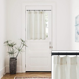 Door Curtain for Door Window,Small Linen Sheer Privacy Boho Pinch Pleated Sliding Front Back Door Curtain for Kitchen Inside House Glass Window,26 x 40 Inch Length