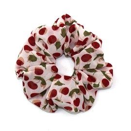 4PCS Elastic Creative Cherry Pattern Hair Scrunchies Hair Bands Chiffon Fabric Hair Ties Scrunchy Hair Rope Ponytail Holder for Women