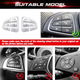 Xotic Tech Auto Interior 12 x Car Driver Side Control Button Cover Trim Decor Decoration Compatible with Mercedes C-Class W205 2014-2018, GLC X253 2015-2019, V Class 2015-2020(Silver)