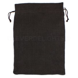 CleverDelights 10" x 14" Black Burlap Bags - 10 Pack - Jute Burlap Drawstring Sacks - 10x14 Inch
