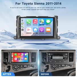 2G+64G Android 13 Car Stereo for Toyota Sienna 2011-2014 with Wireless Carplay Android Auto, 9 Inch Touch Screen Radio Support GPS/WiFi/Bluetooth/FM/SWC/Backup Camera