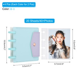 PATIKIL 3.5 Inch Removable Kpop Photocard Holder Book, Set of 2 Photocard Binder Button Design with for Picture, Photo, ID, Napa Green + Blue