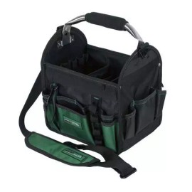 Masterforce 10" Black Heavy Duty All Purpose Tool Tote Rotating Handle Padded Strap Storage