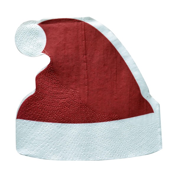 WHW Whole House Worlds 24 servilletas de sombrero de Papá Noel, 2 paquetes de 12, rojo y blanco, papel de 3 capas, forma novedosa, 6.25 pulgadas