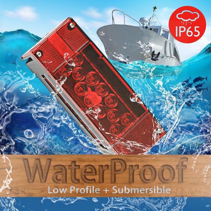 Wellmax 12V LED Trailer Lights, Submersible and Waterproof Low Profile