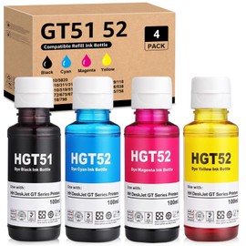 Transpex Compatible GT51 GT52 Ink Bottle Replacement for GT 51 BK 52C M Y for GT 5810 5820 5822 500 502 508 511 514 515 518 519 530 531 532 533 538 571 615 618 655 720 750 790 (4 Pack)
