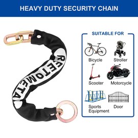 REETOMETAL Heavy Duty Security Chain, 2-Pack 2FT x 3/8" (9mm) Thick Hardened Steel Cut Proof Anti-Theft Lock Chain for Motorcycles, Bicycles, Trailers, Containers, Fence, etc.