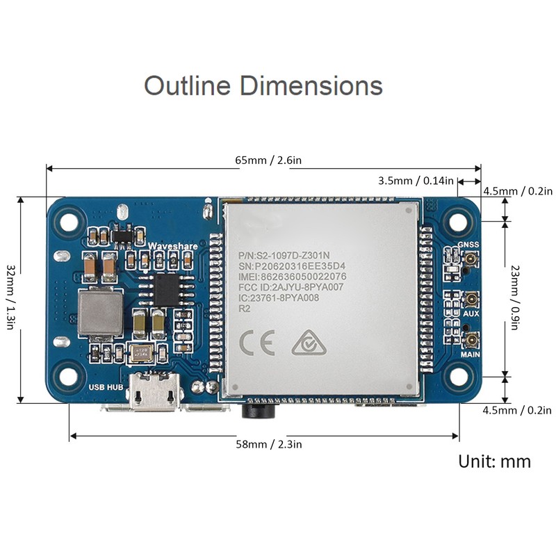 SIM7600GH 4G HAT 4G 3G 2G Support GNSS Positioning Global