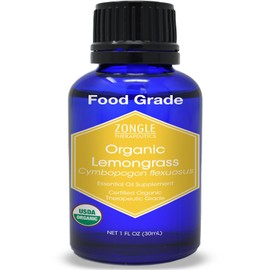 Aceite Esencial de Limoncillo Orgánico, Grado Alimenticio, Comestible – 100% Puro, Aceite de Limoncillo, por Zongle Therapeutics, 1 OZ (29.57 ml)