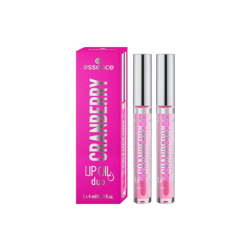 essence CRANBERRY Lip Oil Duo Lip Gloss, Colouring Effect, Natural,