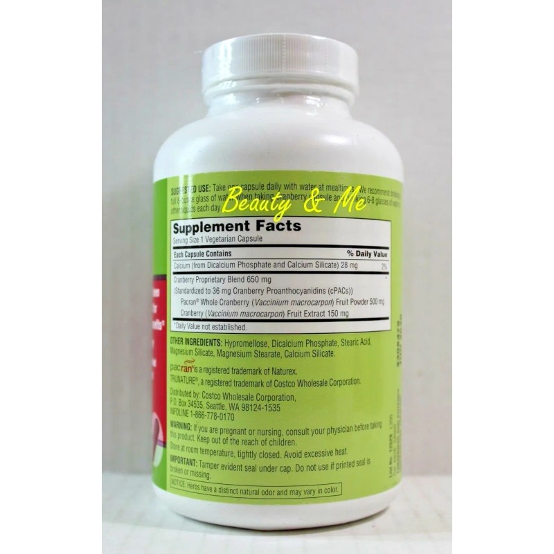 trunature CRANBERRY 650mg, 140 Capsules ** Maintain Healthy Urinary Tract