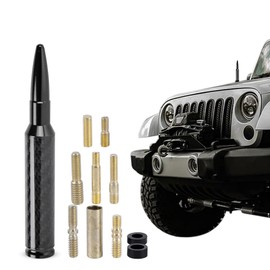 KARTONMOTOR Universal 50 Cal Bullet Antenna,Fits for All Chevy GMC Ford Jeep Dodge Toyota 5.5" Universal Carbon Fiber Antenna (Black)