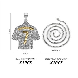 OAAO 1piece Number 7 Jersey Necklace, Jersey Pendant, Diamond Jersey Charm, Jersey Pendant Necklace, Hip Hop Collarbone Necklace, Fashionable and Versatile Jewellery, Birthday Gift for Boys