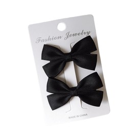 Fesanla Ribbon, Hair Clip, Small, Bowknot, Hair Ornament, Set of 2, Clips, Hair Accessories, Plain, Grosgrain Ribbon, Girls, For All Ages, School Entrance Ceremonies, Graduation Ceremonies, Black