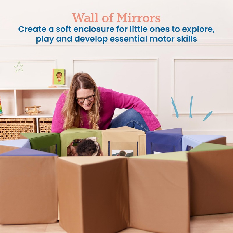 ECR4Kids SoftZone Wall of Mirrors, Activity Center, Earthtone