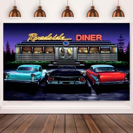 TYOOFD 50s Retro Restaurant Backdrop Vintage Car Classic Car Roadside Restaurant Photo Background 60s Adult Vintage Party Decoration Background Portrait Studio Props 9x6ft BJZYFD034