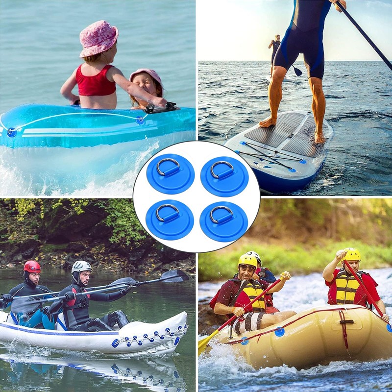 WERIGONI 4 Piece Dinghy Kayak D-Ring Patch Stainless Steel D-Ring