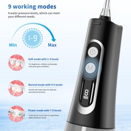 Reva Smart Cordless Water Flosser for Teeth, USB Rechargeable Oral Irrigator with HD Display, 300ML Tank, 360° Nozzle, IPX7 Waterproof, Portable Dental Cleaner for Home & Travel (Black)