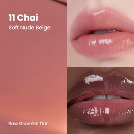 HINCE Raw Glow Lip Tint - Stain Glazed, Glossy Dewy Lip Gloss, Non Sticky & Long Wearing for Natural Glass Glow, Hydrating, Moisturizing Liquid Lipstick, Vegan, 0.13 fl.oz. (CHAI, 11)