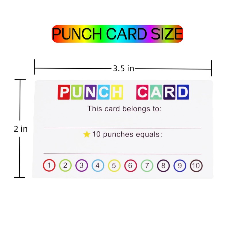 KINGSUPER 200 Pcs Punch Cards Reward Punch Cards with 1