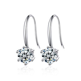 GlmrngDQ Moissanite Earrings, 18K White Gold Plated Sterling Silver Moissanite Earrings for Women, 1.0ct - 2.0ct D Color Lab Created Diamond Earrings Gifts for Women Men…