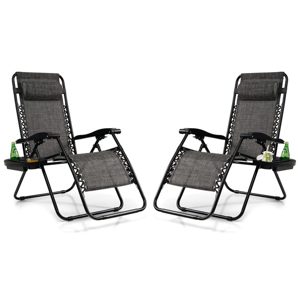 Tangkula Set of 2 Zero Gravity Chair, Folding Patio Lounge